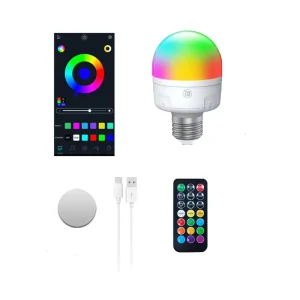 7W E26/E27/E14/E12 Magnetic-Base USB Rechargeable Bluetooth Smart RGB Bulb