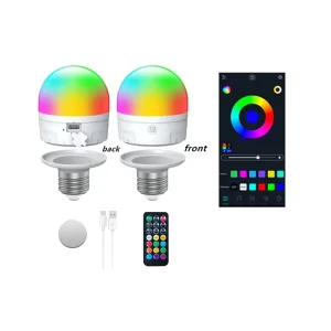 7W E26/E27/E14/E12 Magnetic Base USB Rechargeable RGB Smart Bulb Remote Touch Bluetooth App Control