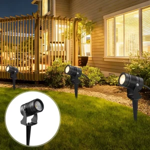 7W Outdoor LED Garden Lawn Spike Light Landscape Spotlight Pathway Yard Night Light Floor Ground Lamp with Nail 3000K