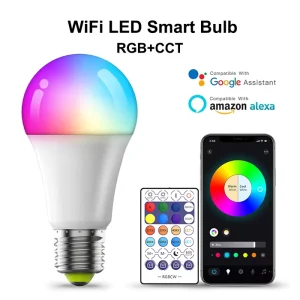 7W RGB Color-Changing WiFi Smart LED Bulb E27/E26/B22 with Remote and App Control