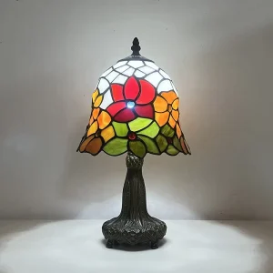 8-Inch for LED Modern Stained Glass Flower Lampshade Desk Lamp for Bedrooms
