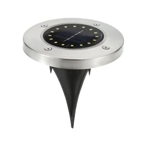 8 LED Solar Garden Light Smart Lawn Patio Stainless Steel Disk Ground Light IP65 Green Power for Outdoor Lighting