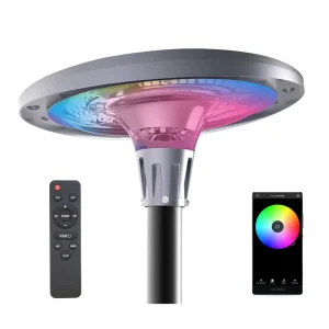 800W/1200W RGB Solar LED Courtyard Pathway Light, Aluminum, with Remote Control