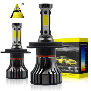 80W H4 COB LED Projector Headlight Bulb 9000LM 4-Side High/Low Beam IP67 Waterproof DC 12-24V CANbus Sensor