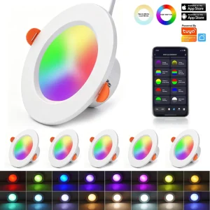 85-265V 10W Smart APP RGB+2700K-6500K IP44 Indoor LED Recessed Downlight 70-85mm Cutout Voice Control