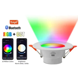 85-265V Bluetooth Smart Full-Color Dimmable Round LED Ceiling Downlight with Timing Control