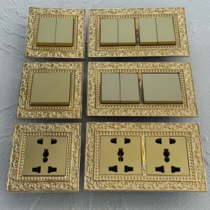 86 Copper Home Light Control 2-Way Wall Switch Double Universal 5-Hole German French Socket UK 13A USB-C Dimmer Retro
