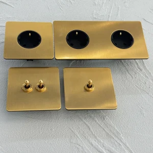 86 European German Socket 10A Double Pole Stainless Steel Frame Gold UK 13a Retro Multifunction 250V Toggle Wall Light Switch