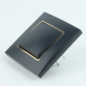 86 Type Matte Black Gold Trim Single Gang Light Switch Flush Mount Wall Button Switch For European Hotel Villa Decoration