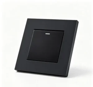 86 Type Matte Black Single Gang 1 Way Wall Light Switch with Indicator Light 10A 250V Flush-Mount Electrical Wall Switch
