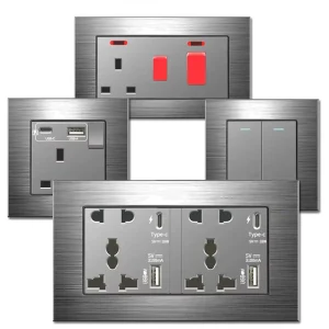 86 Type Stainless Steel Toggle Wall Switches Electrical Brushed Metal Panel Retro Electric Wall Socket
