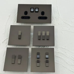 86 Wall Rocker Switch Stainless Steel Frame Brush Grey UK 13A Socket 250V 2/3/4 Gang 2 Way Dimmer 10A