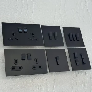 86 Wall Rocker Switch Stainless Steel Matte Black 1/2/3/4 Gang 2 Way UK 13A Socket USB 10A Dimmer