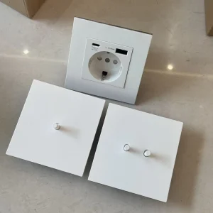 86 White 16A European German French Socket with USB-C Wall Universal Light Toggle Switch Stainless Steel Frame 1 Gang