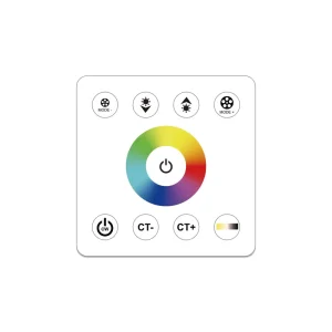 86×86 Plastic Touch Wall LED Controller DC5-24V Full-Touch Dimmer Black or White for Single-Color RGB CCT LED Strips
