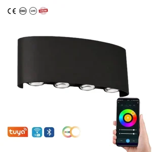 8W WiFi Smart LED Wall Light with App, Voice, and Remote Control, Dimmable White Shade