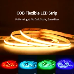 8mm 320 480 LEDs/m COB LED Strip Light 12V 24V Flexible Dotless No-Spot Linear Ribbon for Kitchen Cabinet Home Decor