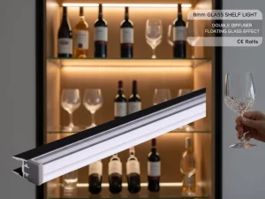 8mm Glass Shelf 12V LED Backlit Light with Double Diffuser Aluminum Profile for Display Cabinet YB2004-0