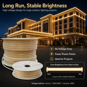 8mm PCB Width 288 LEDs/m LED Strip 220V 8W/m Flexible Linear Light for Villa, Corridor, and Shop Display
