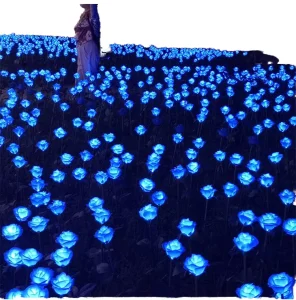 8pcs One Group IP65 LED Simulated Garden RoseLamp Red Rose Green Blue Yellow Pink White Metal 50000 Hours Outdoor