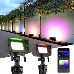 9-17V AC/DC Smart CCT Tunable Bluetooth App-Controlled Low-Voltage Outdoor LED RGB Flood Lights