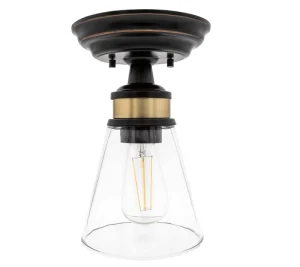 9-Inch LED Glass Ceiling Light Fixture Black or Bronze Trim Surface-Mounted for Apartment Home Office Hallway Stairway Bedroom