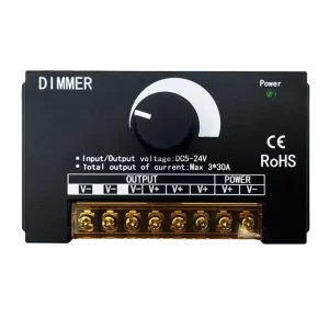90A High-Power Knob Dimmer Controller 12V 24V for Single-Color LED Strip Lights and Commercial Projects