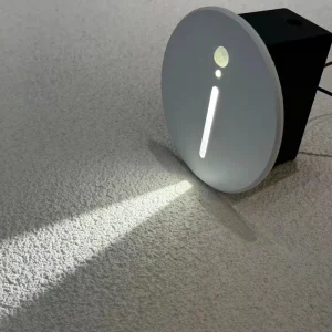 90x50mm Round 3W LED Sensor Step Light with Aluminum Frame, Brushed Silver, Warm White
