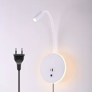 9W Flexible Gooseneck Wall Lights Bedroom Hotel Bedside Reading Light Modern Wall Lamp Hardwired Wall Sconce with Switch