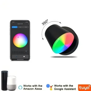 9W RGB Smart WiFi LED Wall Light, Adjustable Angle, IP66 Waterproof, Dimmable, White