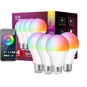 9W Voice-Control Smart RGBCW 16-Million-Color WiFi Bulb Remote Control Bluetooth