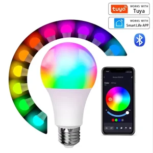 A19 2.4G Remote Control RGBCW AC110V E26 Dimmable LED Light Bulb with Tuya Mobile App & for Control Ra80 CCTRGB