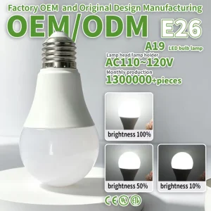 A19 LED Bulb E26 AC110~120V Three stage Dimming SMD PC Lampshade Aluminum Lamp Cup CRI Ra80 ETL Certified