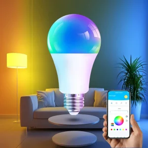 A19 Smart LED Bulb, RGB Multicolor, Dimmable, E26, WiFi App Control