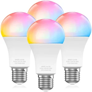 A19 Smart WiFi LED Bulb E26 800LM RGBWW Dimmable 4-Pack