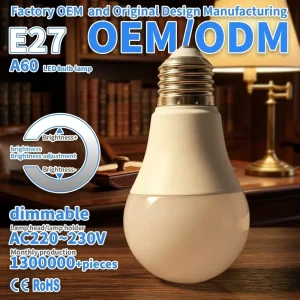 A60 SMD Globe LED Bulb E27 AC220 240V Controllable Dimming PC Lampshade & Plastic Coated Aluminum Cup Ra80