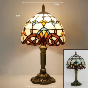 AB Tiffani Table s Antique Art Style Desk Metal Base Stained Glass shade Eco Friendly Flexible AC Power