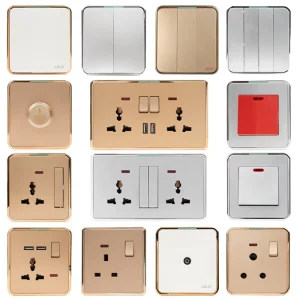ABUK Ready Stock UK EU Standard 1 2 3 4 Gang Light Switch 13A 20A 45A PC Electrical Wall Universal Outlet Sockets and Switches
