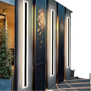 AC 110V 220V Modern Outdoor Linear Wall Lamp Sconce with Iron Profile IP66 Waterproof Dimmable Warm White LED for Garden Use
