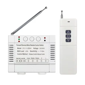 AC 220V-380V 2-Channel 30A Relay Motor Forward-Reverse Water Pump Wireless Remote Switch with Manual Button