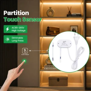 AC 85V-265V LED Strip Light Touch Sensor Switch, Dimmable Cabinet Hidden Installation Wood Sensor