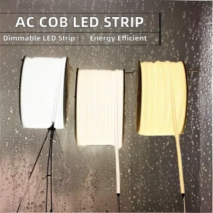 AC Dimmable COB LED Strip PVC Waterproof 296Leds RGB Color Temperature 110V 220V Led Strip Light for Landscape IP65 Rating