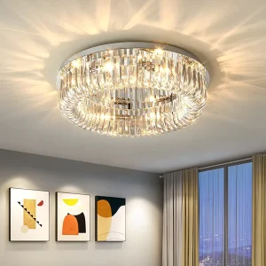 AC LED Crystal Ceiling Light, Stainless Steel, IP65, Hotel, Bedroom, or Dining Room