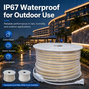 AC110V 220V COB LED Strip 296LEDs M 10W IP67 Waterproof 100M No Voltage Drop Dimmable for Outdoor Architecture Project Lighting