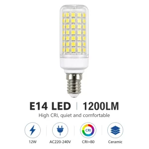 AC220 240V 12W 1200LM Ra>80 IC Driver 88 LEDs Ceramic E14 LED Bulb for Residential Use
