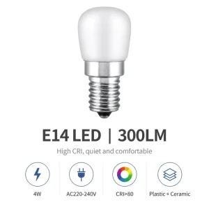 AC220-240V 4W 300lm Ra>80 RC51 2835 Plastic Ceramic E14 LED Bulb
