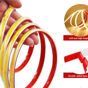 AC220V COB LED Strip Light 296 LEDs/m IP65 Waterproof Driver Flexible Ribbon Rope Tape 10m Cuttable