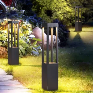 AC85 265V Modern Black Outdoor Aluminum LED Lawn Lights IP65 Pathway Glass Bollard Lights Garden Driveway Yard