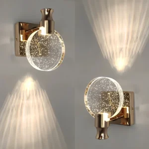 AC85~265V Wall Mounted Nordic Crystal Bubble Matel Base 3CCT 6W IP44 Non waterproof LED Wall Lamp