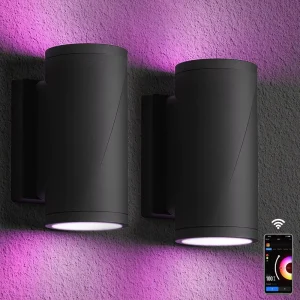 APP-Controlled 30W RGBCW LED Up-Down Outdoor Wall Sconce IP65 Waterproof Timer